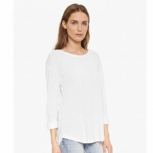 Vince Linen Rolled-Sleeve Tee in White Size Small NWT